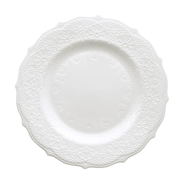 Biały talerz deserowy Krauff Irish Lacy, 26 cm