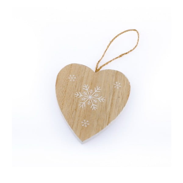 Drewniane serce wiszące Dakls Snowflake, wys. 6,5 cm