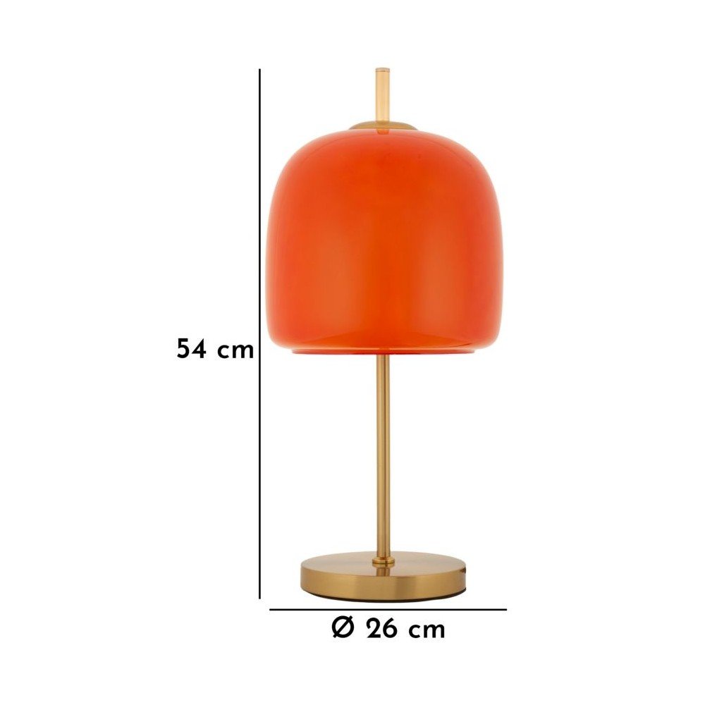 Pomarańczowa/w kolorze złota metalowa lampa stołowa ze szklanym kloszem (wysokość 53 cm) Oldy – Mauro Ferretti (zdjęcie 7)