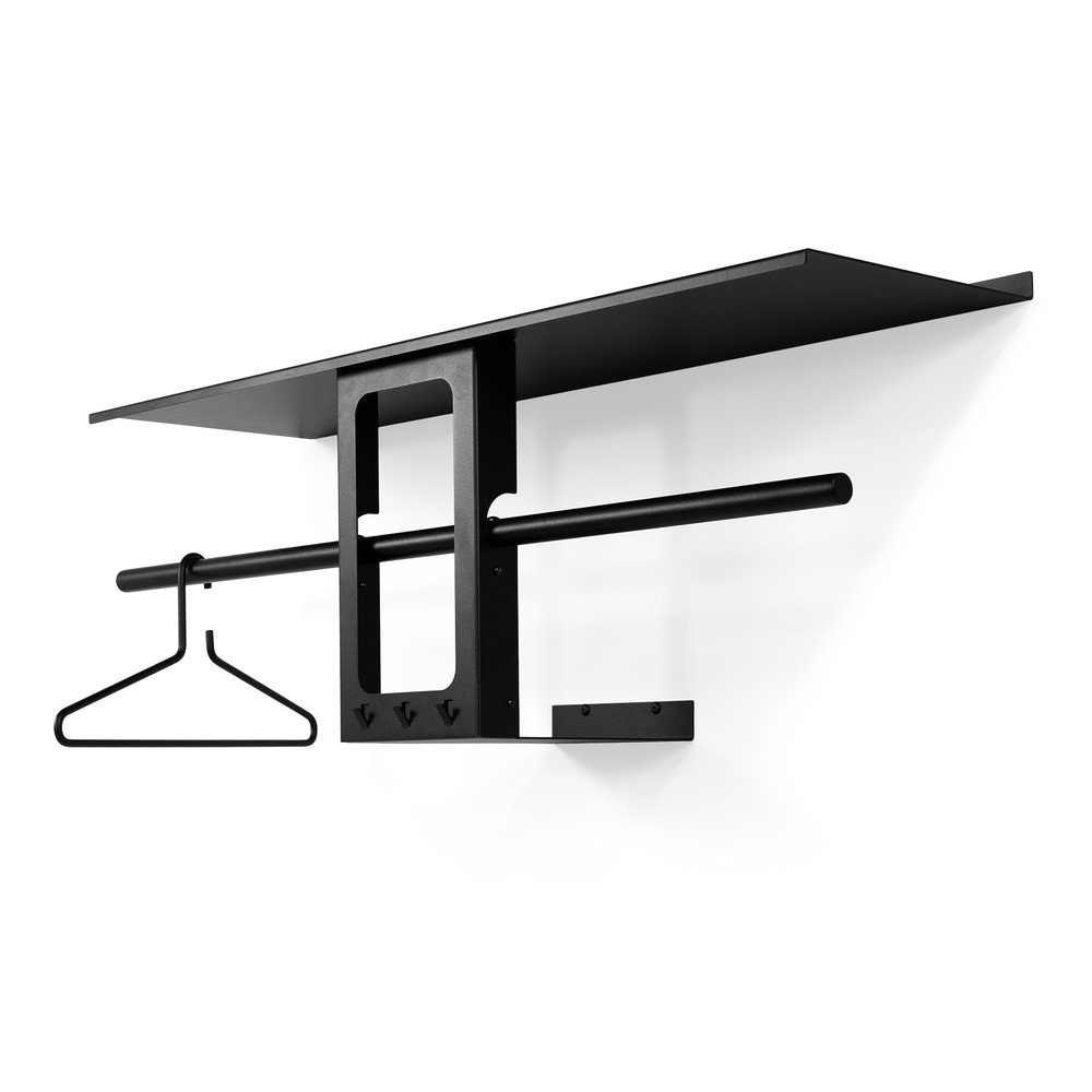 Czarny stalowy wieszak ścienny z półką 100 cm Luno Small – Spinder Design