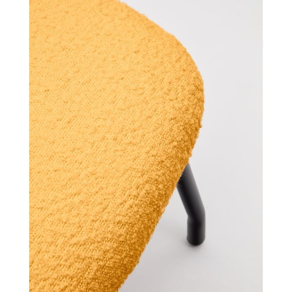 Musztardowy puf z materiału bouclé Belina – Kave Home-image-4