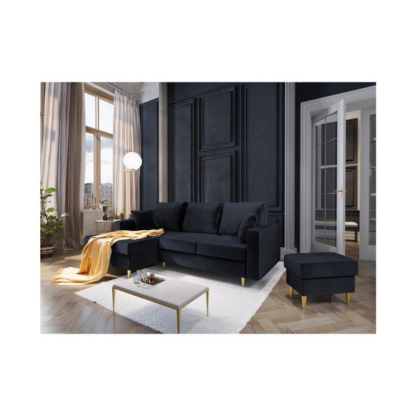 Ciemnoniebieski puf Mazzini Sofas Muguet, 60x45 cm-image-3