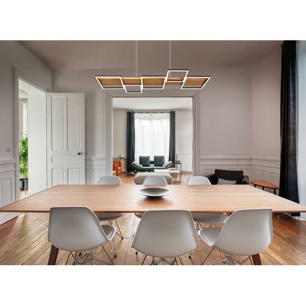 Czarno-naturalna lampa wisząca LED ze ściemniaczem Harper – Trio-image-1