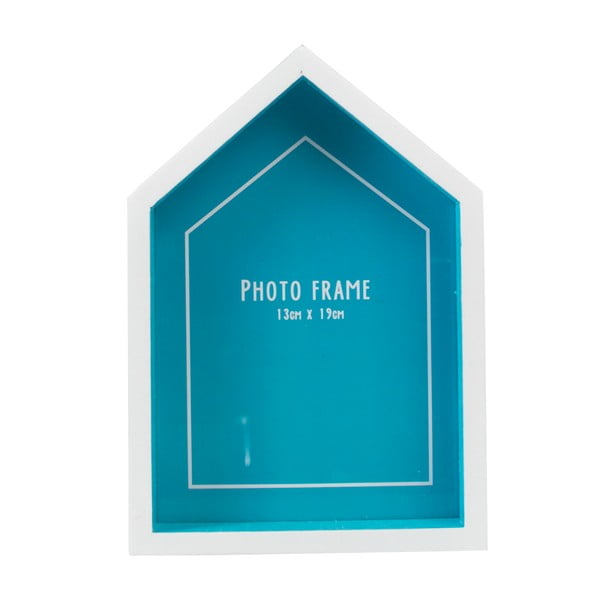 Niebieska ramka na zdjęcia w kształcie domku Rex London Beach, 14x20 cm