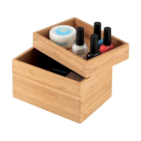 Bambusowy organizer łazienkowy na kosmetyki w naturalnym kolorze Isalys – MSV