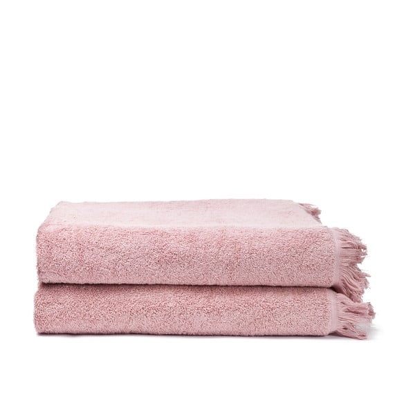 Komplet 2 różowych bawełnianych ręczników kąpielowych z bawełny Casa Di Bassi Bath, 100x160 cm