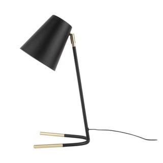 Czarna lampa stołowa z detalami w kolorze złota Leitmotiv Noble