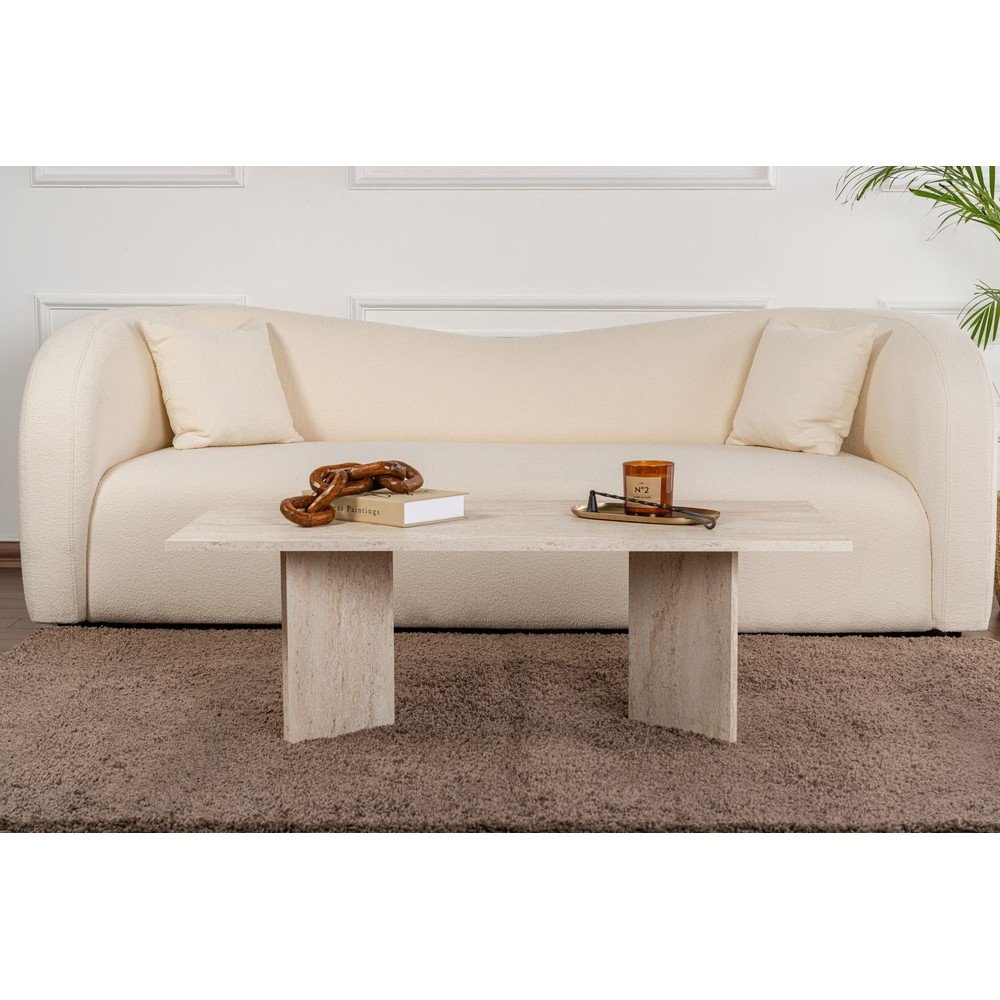 Beżowy stolik z półmatowym wykończeniem 60x119 cm Sabin – Kalune Design (zdjęcie 4)