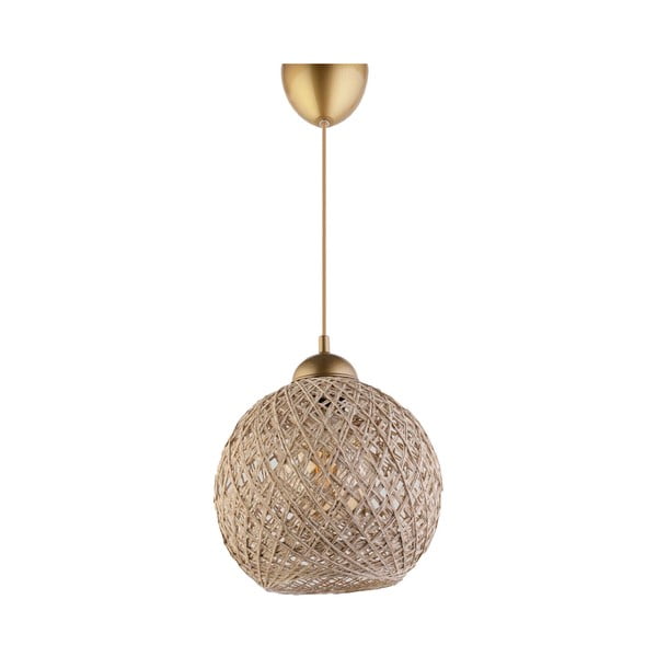 Lampa wisząca w beżowo-złotym kolorze z kloszem z juty ø 24 cm – Opviq lights