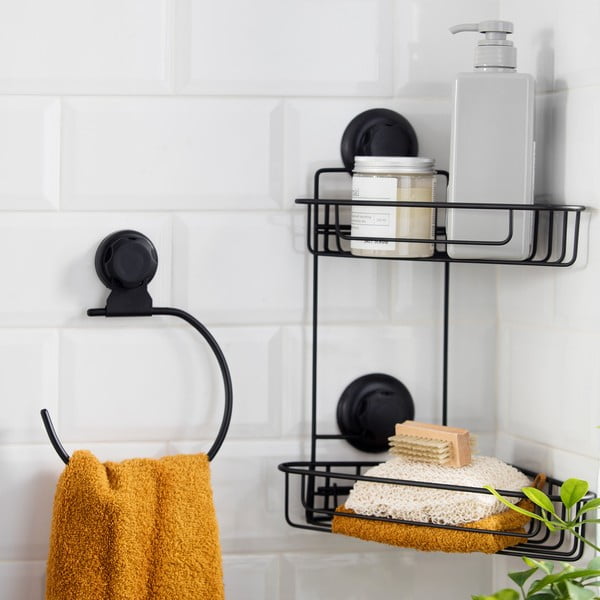 Czarny samoprzylepny uchwyt na ręczniki Compactor Bestlock Black Belt And Towel Support-image-1