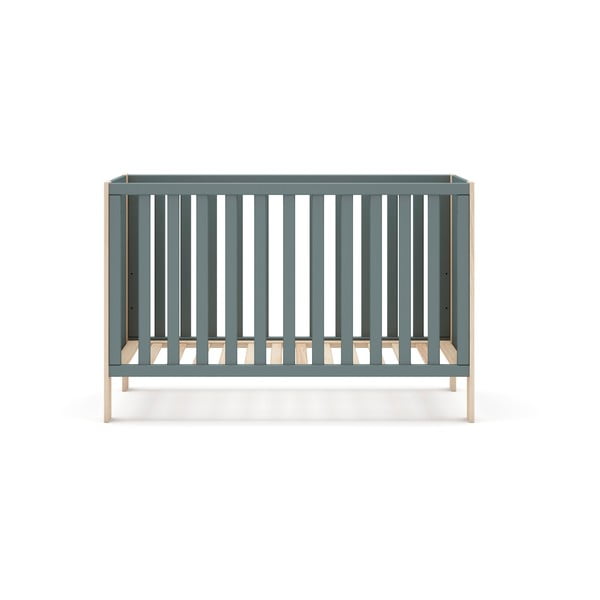 Łóżeczko 60x120 cm w naturalnym kolorze/szarozielone Esteban – Marckeric-image-2