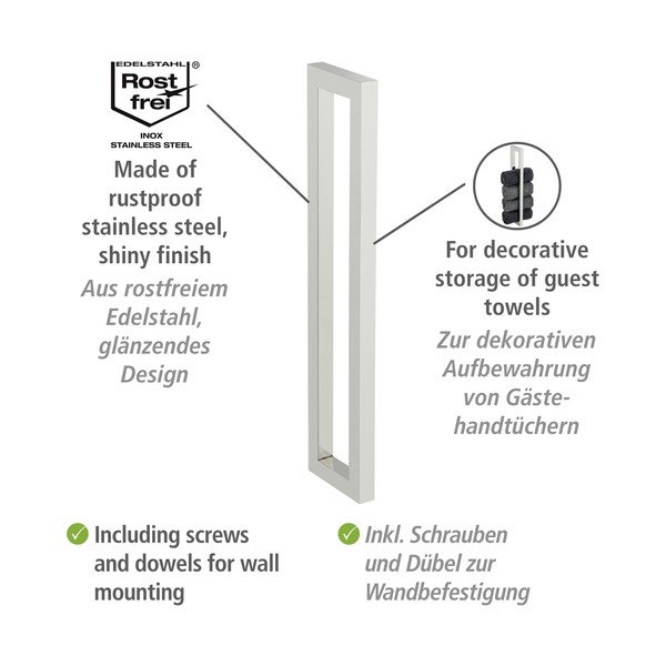 Wieszak ścienny na ręczniki ze stali nierdzewnej Reitani – Wenko-image-3