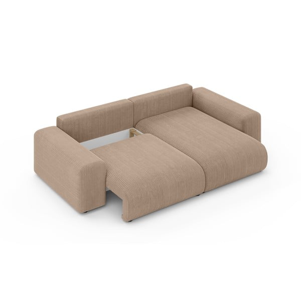 Beżowy sztruksowy rozkładany narożnik ze schowkiem (strona zmienna) Luma – Ropez-image-4