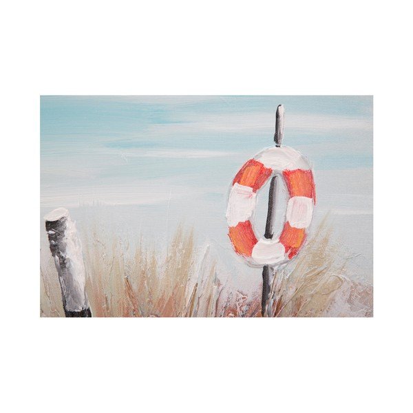 Ręcznie malowany obraz w ramie z drewna sosnowego Mauro Ferretti Beach Lifebuoy, 30x90 cm-image-1