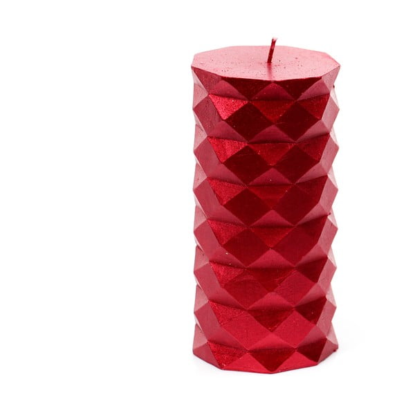 Geometryczna czerwona świeczka Unimasa Fashion, wys. 13,8 cm