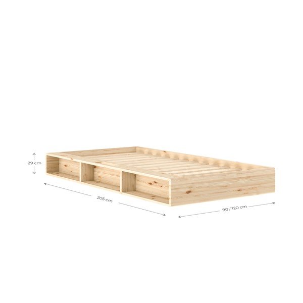 Łóżko jednoosobowe z litego drewna sosnowego bez zagłówka ze stelażem 90x200 cm w jasnym naturalnym kolorze Ziggy – Karup-image-2