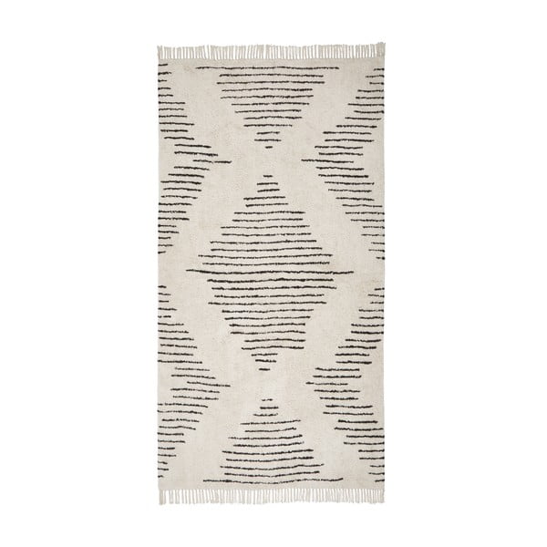 Beżowo-czarny ręcznie tkany bawełniany dywan Westwing Collection Fini, 80 x 150 cm