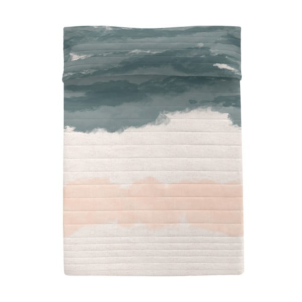 Różowo-szara bawełniana narzuta pikowana 240x260 cm Seaside – Blanc