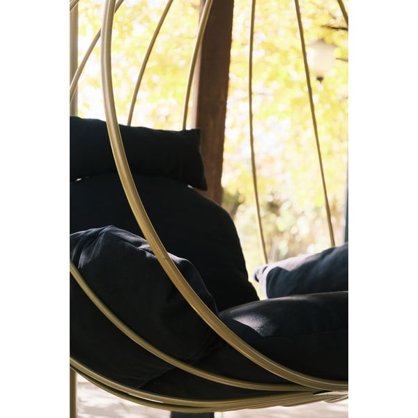 Wiszący fotel ogrodowy w czarno-złotym kolorze Damla – Floriane Garden-image-4