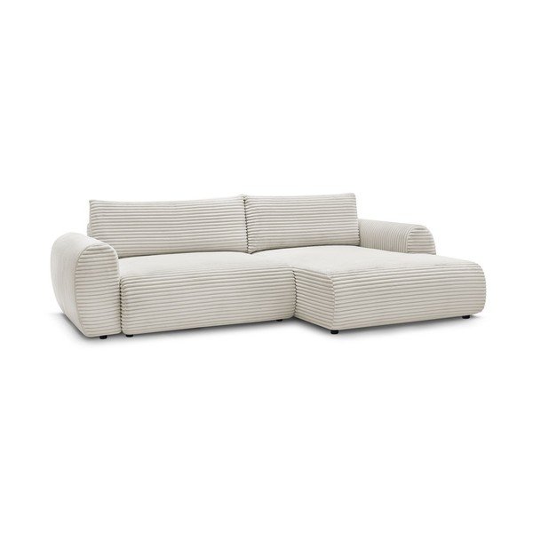 Kremowy sztruksowy rozkładany narożnik (prawostronny) Lucien – Bobochic Paris-image-3