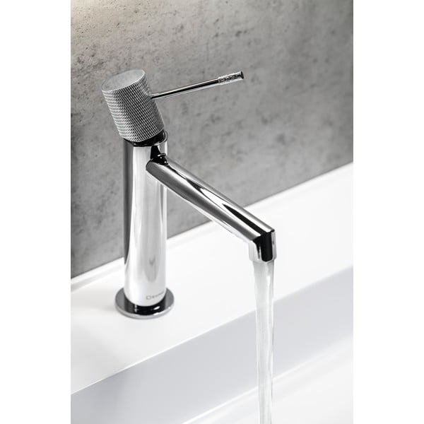 Bateria umywalkowa stojąca w kolorze srebra z połyskiem Solaris – Sapho-image-1