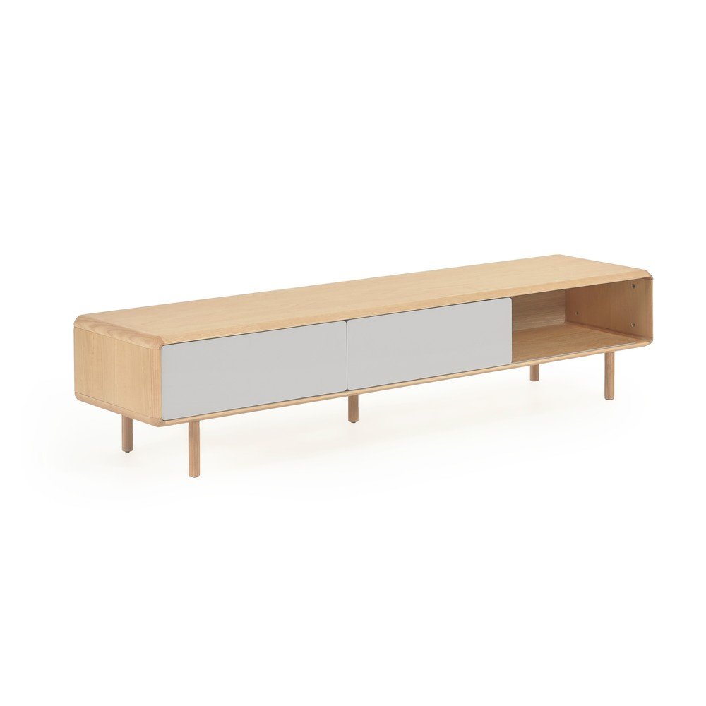 Szaro-naturalna szafka pod TV w dekorze jesionu 180x41x42 cm Anielle – Kave Home (zdjęcie 7)