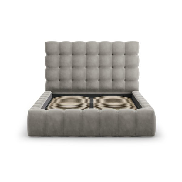 Jasnoszare tapicerowane łóżko dwuosobowe ze schowkiem i stelażem 140x200 cm Bali – Cosmopolitan Design-image-2