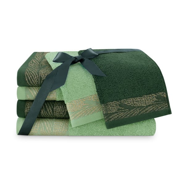 Zielone bawełniane ręczniki zestaw 6 szt. frotte Allium – Restilo-image-1