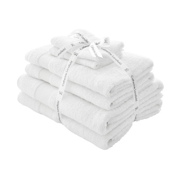 Białe bawełniane ręczniki frotte zestaw 6 szt. Anti-Bacterial – Catherine Lansfield