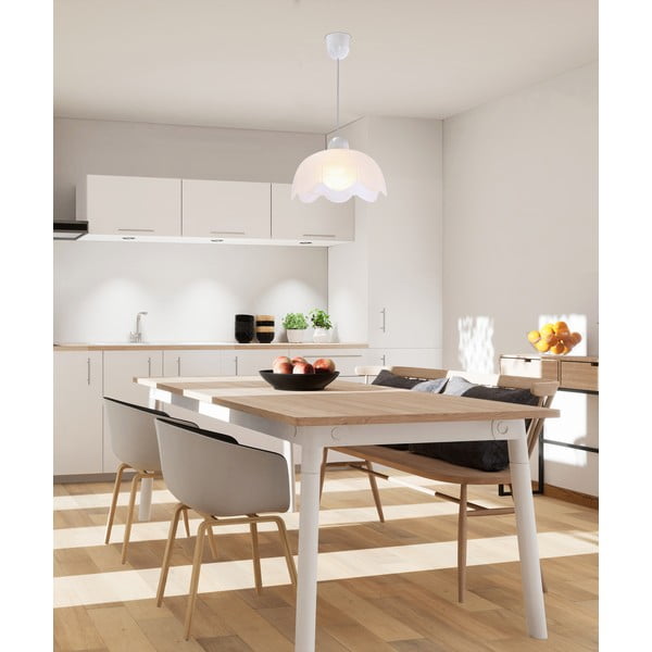 Biała lampa wisząca ze szklanym kloszem ø 25 cm Bratek – Candellux Lighting-image-1