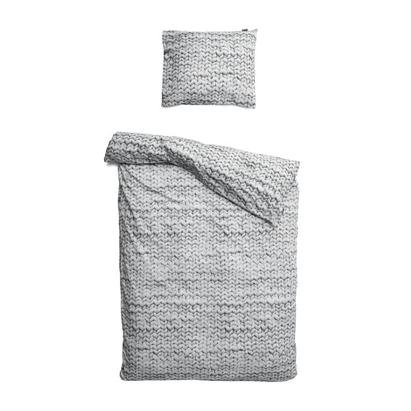 Szara bawełniana pościel jednoosobowa Snurk Twirre Grey 140x200 cm