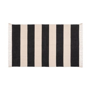 Czarno-beżowy dywanik łazienkowy z bawełny z recyklingu Wenko Kasi, 50x80 cm