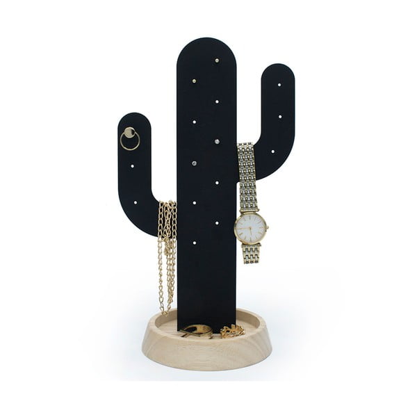 Czarny stojak na biżuterię w kształcie kaktusa Qualy&CO Cactus