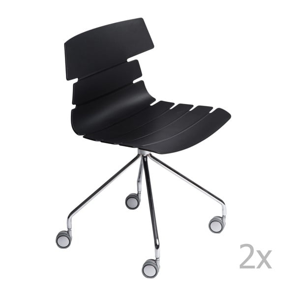 Zestaw 2 czarnych krzeseł D2 Techno Roll