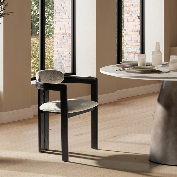 Białe/czarne tapicerowane fotele jadalniane zestaw z podłokietnikami 2 szt. Eiden – MOME-image-1