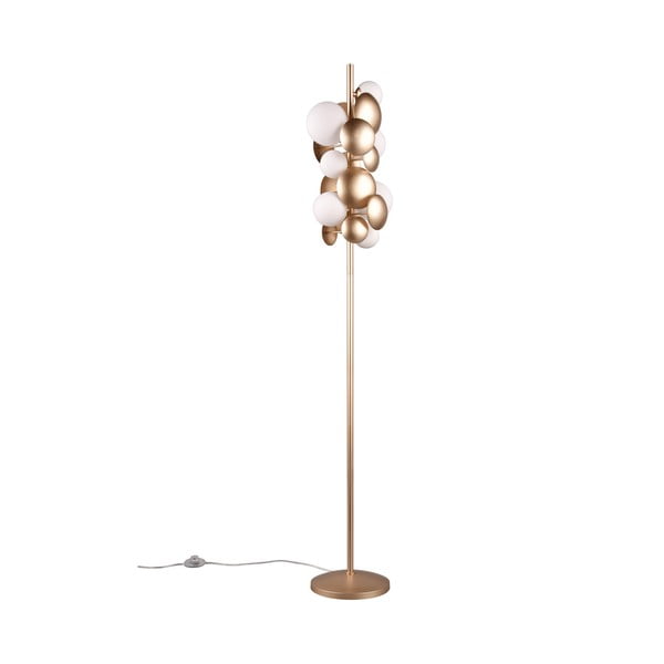 Lampa stojąca w biało-złotym kolorze ze szklanym kloszem (wys. 155 cm) Bubble – Trio Select