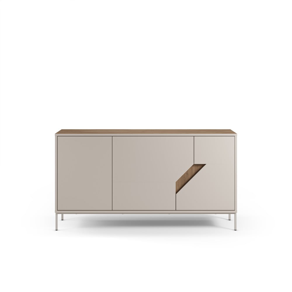 Kremowo-naturalna komoda w dekorze dębu 150x80x40 cm Lilou – Marckeric (zdjęcie 4)