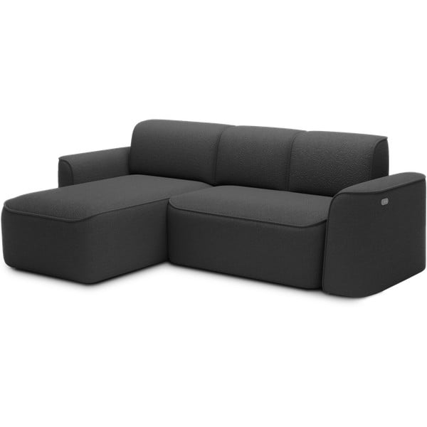 Antracytowy narożnik z materiału bouclé (lewostronny/z szezlongiem) Ume – ELTAP-image-2