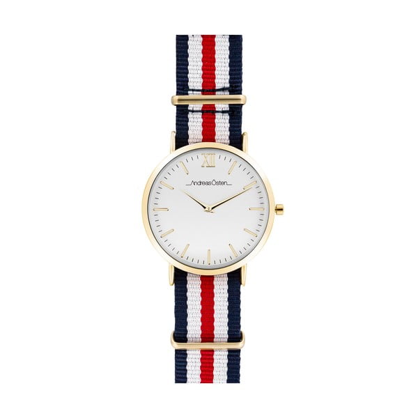 Zegarek męski z niebiesko-czerwono-białym paskiem Andreas Östen Trico