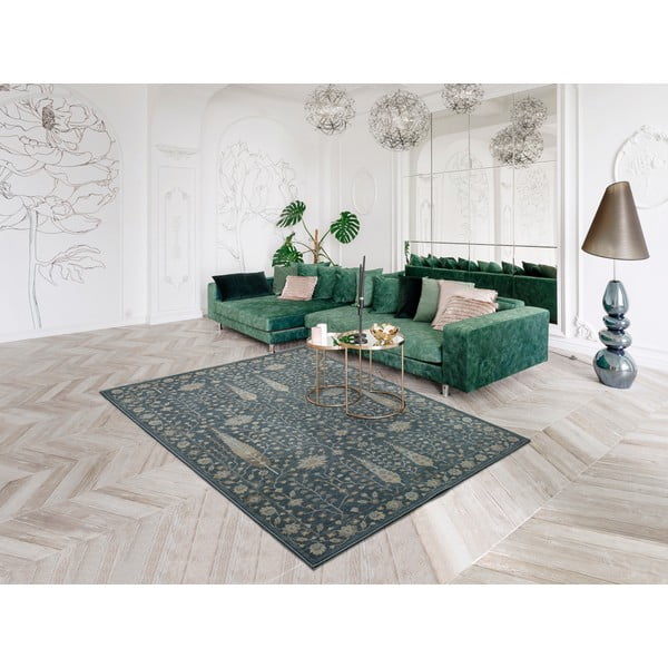 Niebieski dywan z wiskozy Universal Vintage Flowers, 160x230 cm-image-1