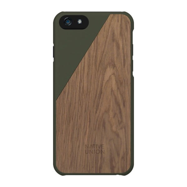 Ciemnozielone etui na telefon z drewnianym detalem iPhone 6 i 6S Plus Native Union Clic Wooden