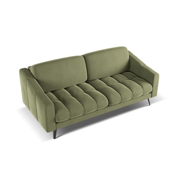 Zielona aksamitna sofa 202 cm Nalu – Makamii-image-3