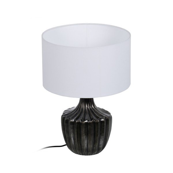 Czarno-biała lampa stołowa z tekstylnym kloszem (wysokość 52,5 cm) – Ixia