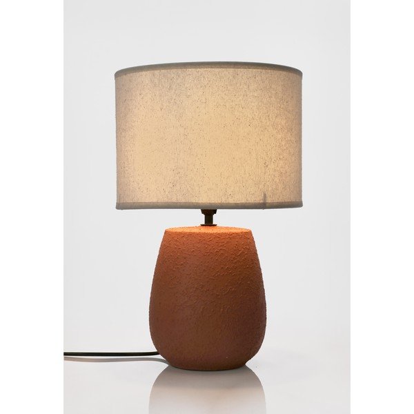 Lampa stołowa ceramiczna w kolorze terakoty z tekstylnym kloszem (wysokość 41,5 cm) Irvin – Yes Everyday-image-2