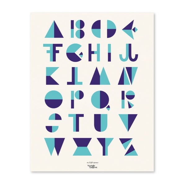 Plakat Michelle Carlslund Flip Alphabet Blue, 30x40 cm