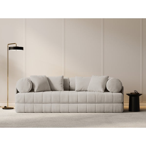 Beżowa aksamitna rozkładana sofa 206 cm Kemi – Cosmopolitan Design-image-4