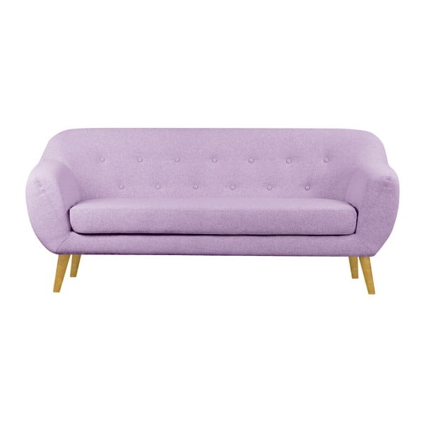 Jasnofioletowa sofa 3-osobowa z brązowymi nogami Scandizen Lola