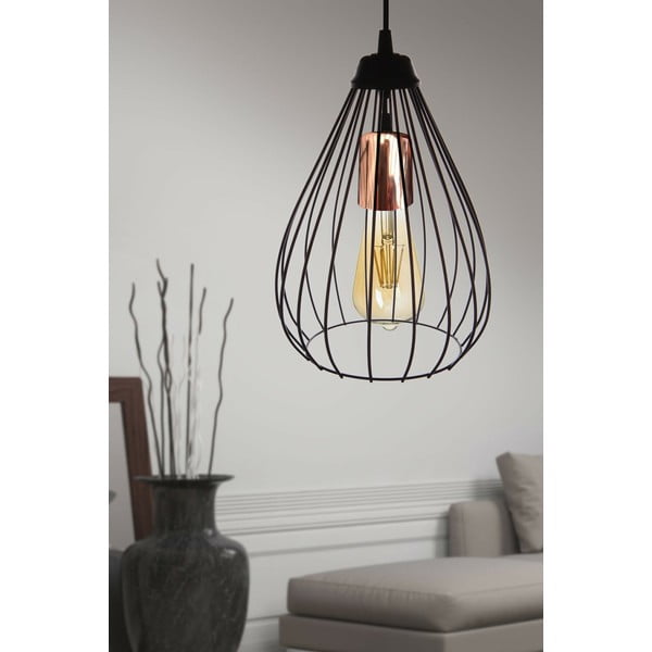 Czarna lampa wisząca z metalowym kloszem ø 24 cm Fasah – Opviq lights-image-3