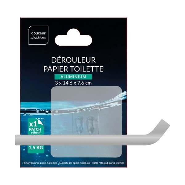 Metalowy uchwyt na papier toaletowy w kolorze srebra z połyskiem bez wiercenia Filaire Aluminium – douceur d'intérieur-image-2
