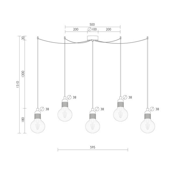 Czarna lampa wisząca z 5 żarówkami Bulb Attack Uno Basic Marine-image-3